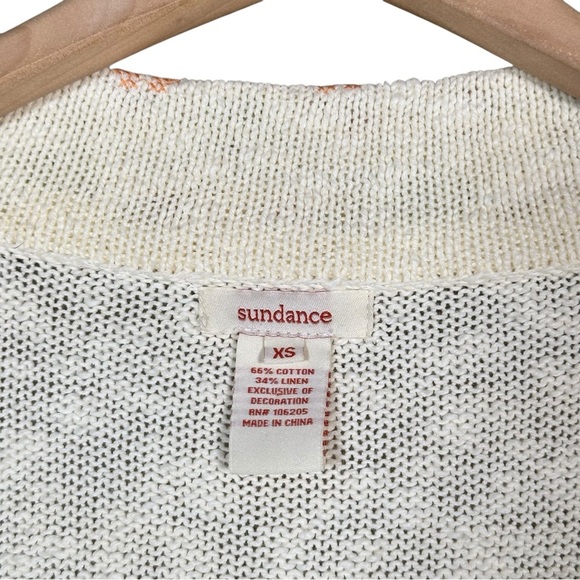 SUNDANCE Embroidered Lattice Lace Open Front Cotton/Linen Blend Duster Cardigan - Picture 9 of 10